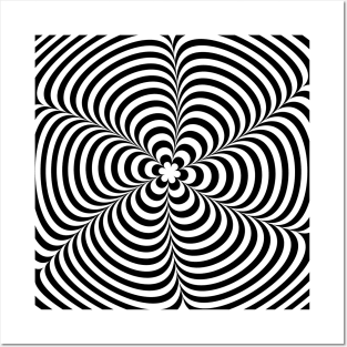 Modern Black & White Geometric Optical Illusion Posters and Art